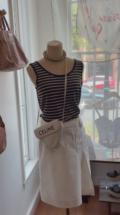 90s CELINE White Embroidered Sulky Skirt (S/M)