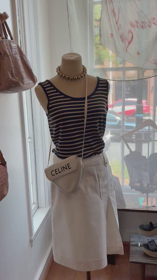 90s CELINE White Embroidered Sulky Skirt (S/M)