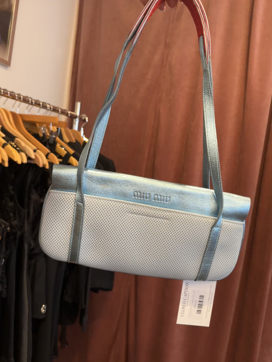 SS2000 MIU MIU Blue Metallic Technical Bag