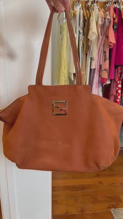 2000s FENDI Whiskey SECRET CODE Leather Bag