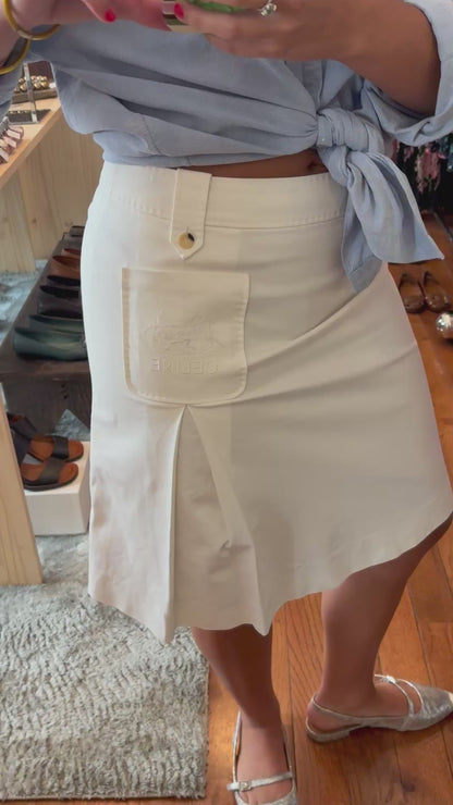 90s CELINE White Embroidered Sulky Skirt (S/M)