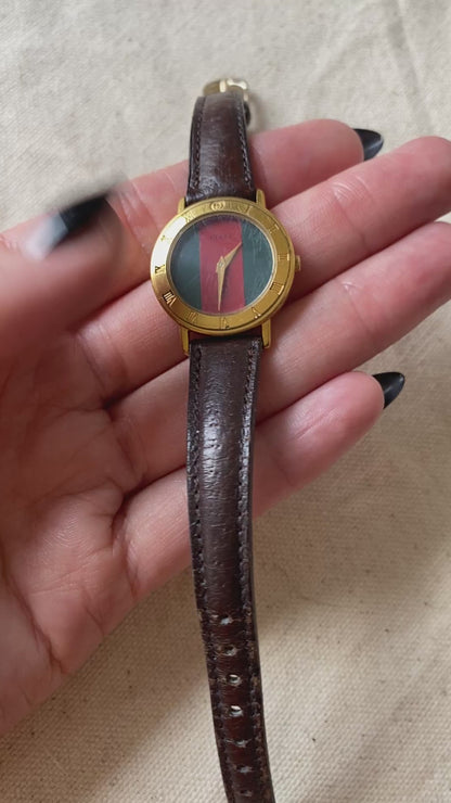 CC GUCCI 3001L Gold w/Brown Band Watch (as is)