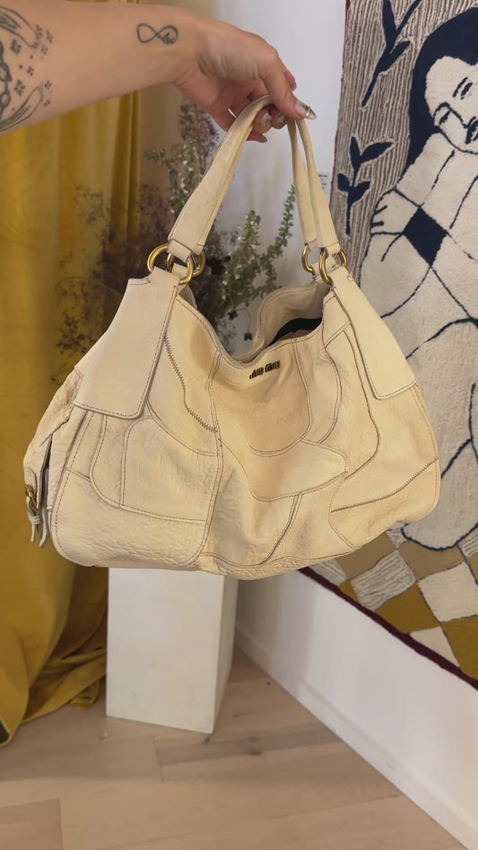 CC VTG MIU MIU Cream Leather Patchwork Bag