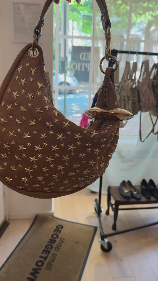 VTG JIMMY CHOO Beige Star Studded Croissant Bag