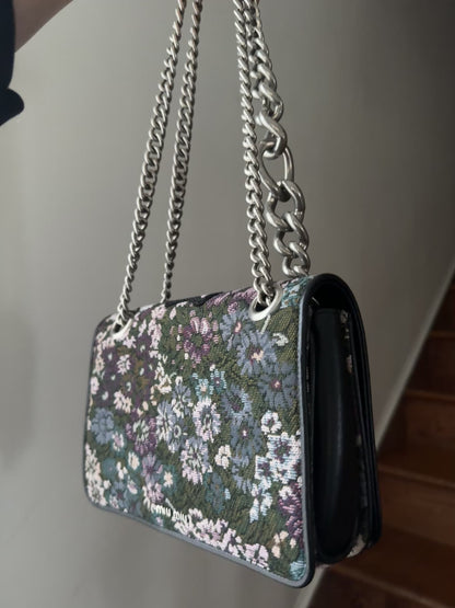 AW2016 MIU MIU Appliqued Floral Jacquard Club Shoulder Bag