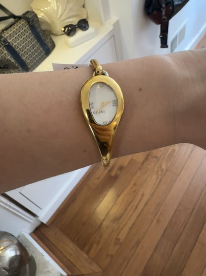 2000s GUCCI 103 Gold Flora Diamond Horsebit Watch