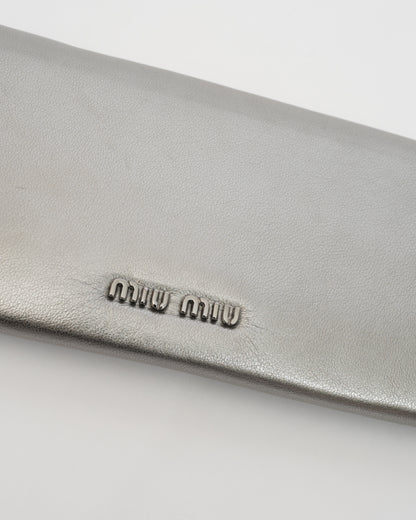MIU MIU Silver Metallic Bow Wallet