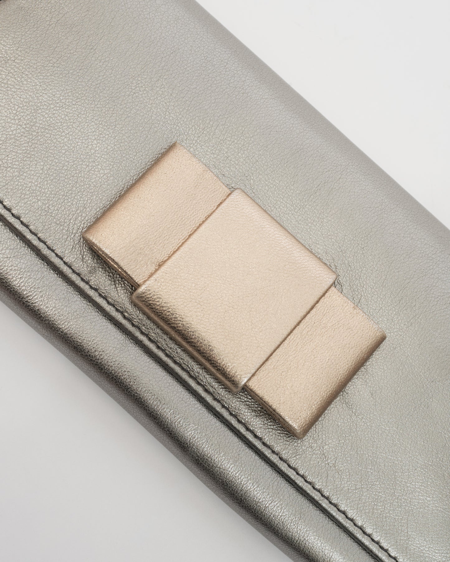 MIU MIU Silver Metallic Bow Wallet