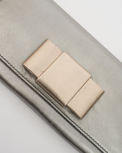 MIU MIU Silver Metallic Bow Wallet