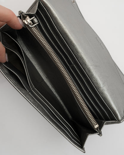MIU MIU Silver Metallic Bow Wallet