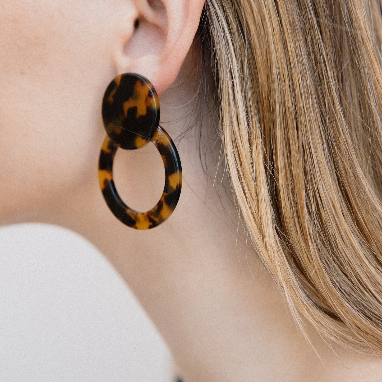 Chocolate Tortoise Double Circle Earrings - Closed Caption | Shop Vintage + Handmade. Always Sustainable. Never Wasteful.