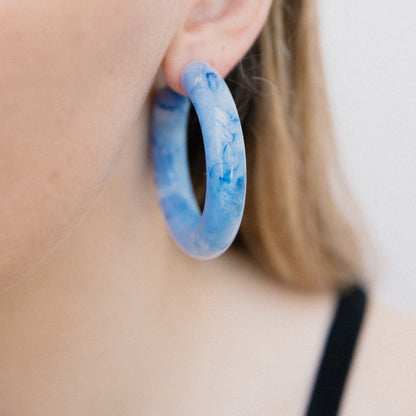 Blue Marble Chunky Hoop Earrings - Closed Caption | Shop Vintage + Handmade. Always Sustainable. Never Wasteful.