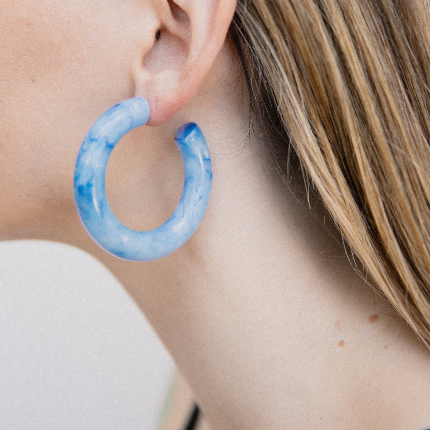 Blue Marble Chunky Hoop Earrings - Closed Caption | Shop Vintage + Handmade. Always Sustainable. Never Wasteful.