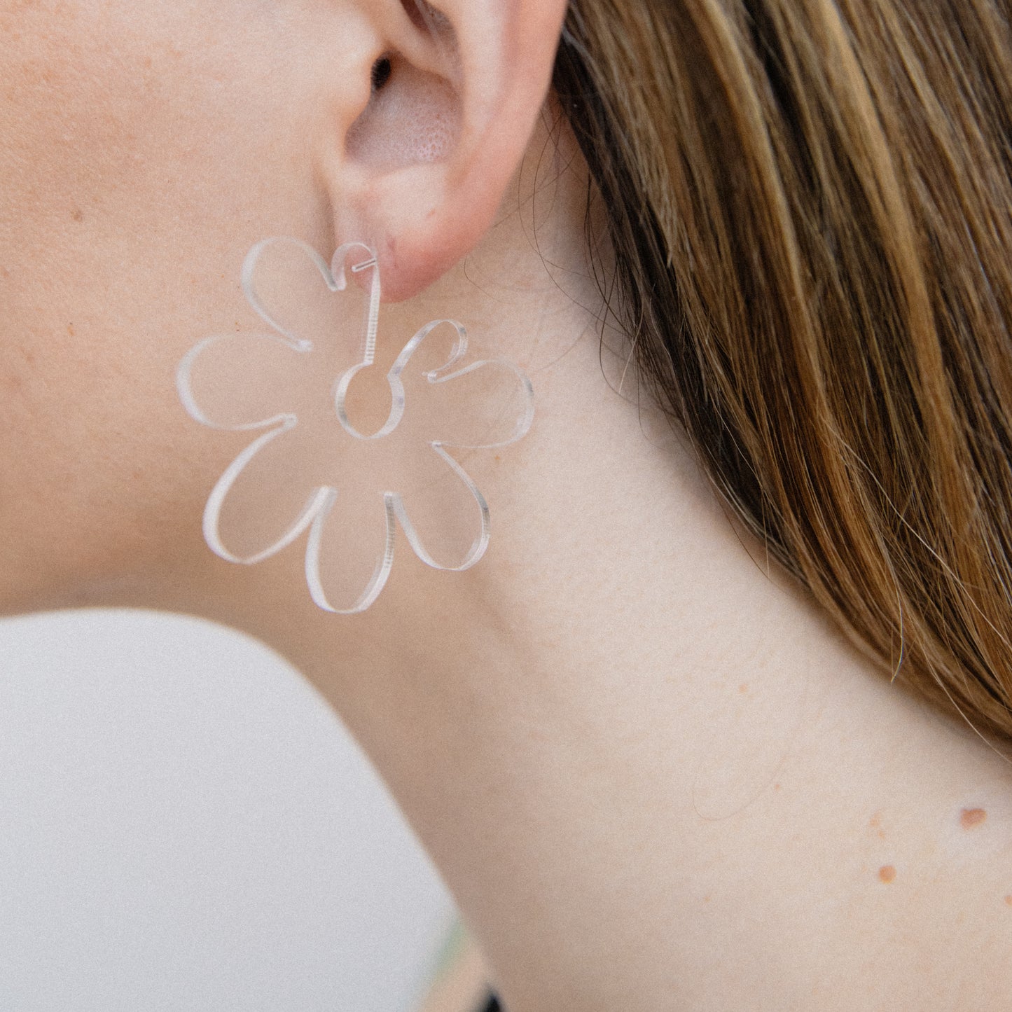 Acrylic Flower Earrings in Clear