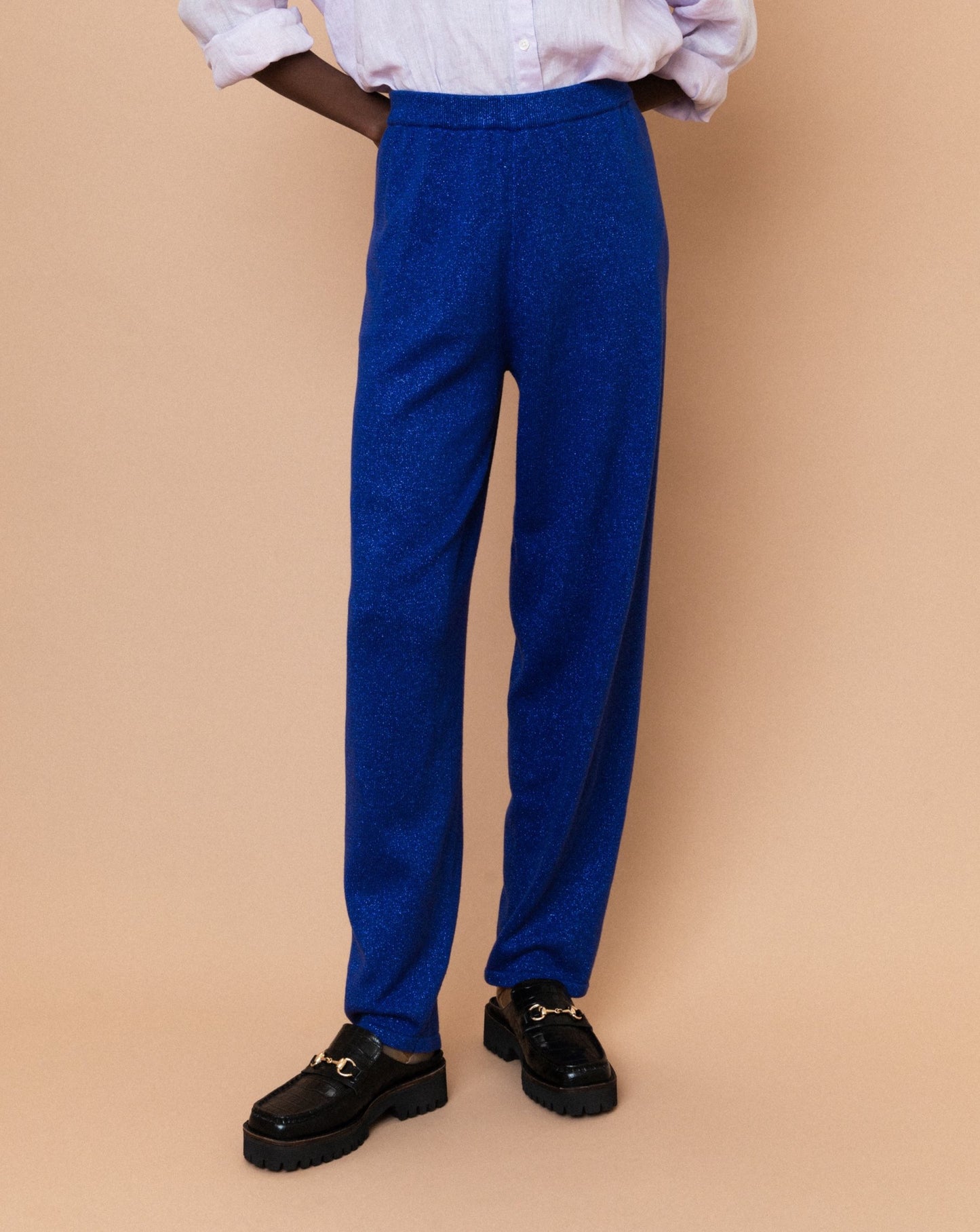 Vintage Sparkly Blue Elastic Pants (M)