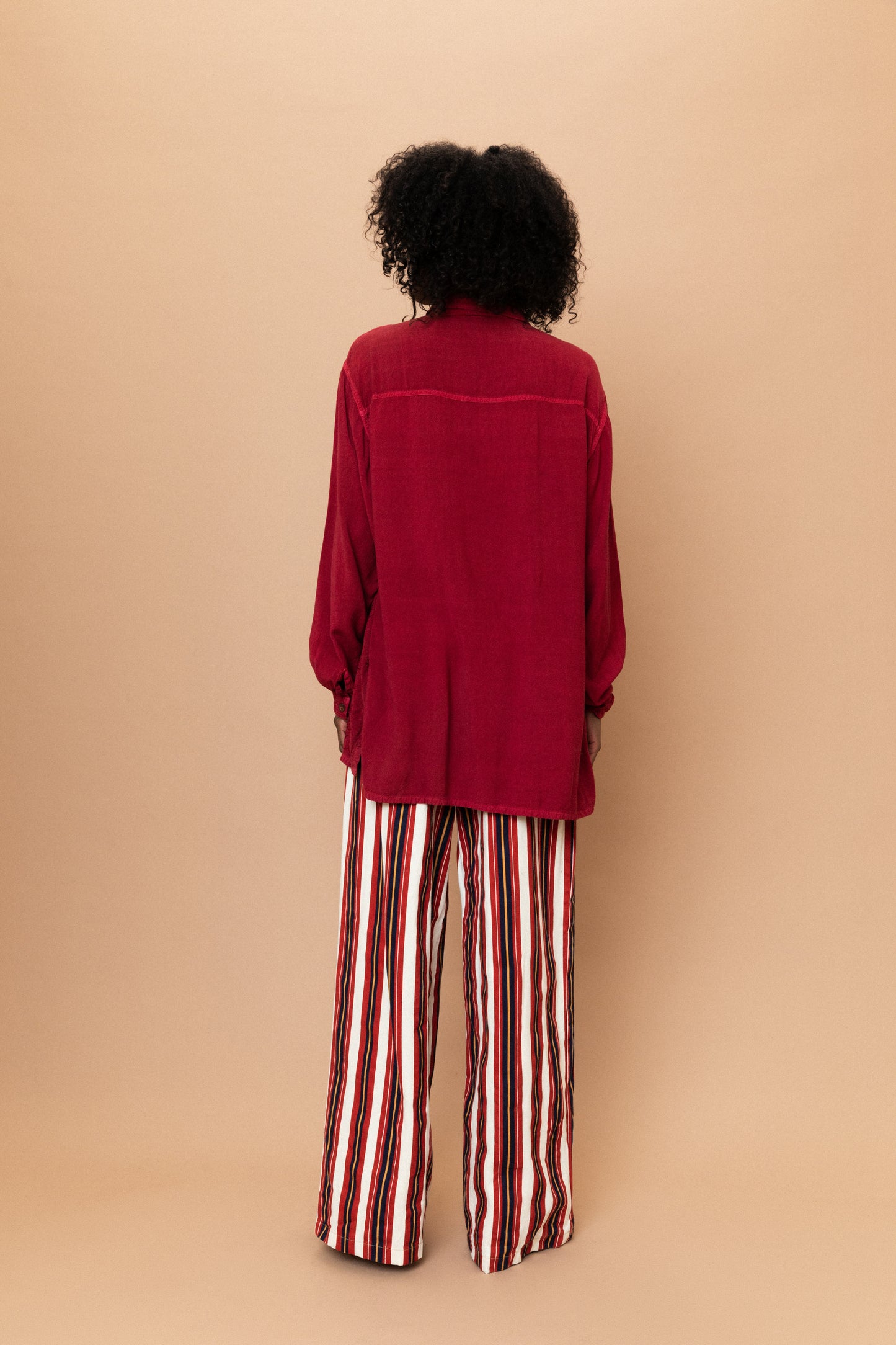 Wide Leg Red Striped Pants (S/M)