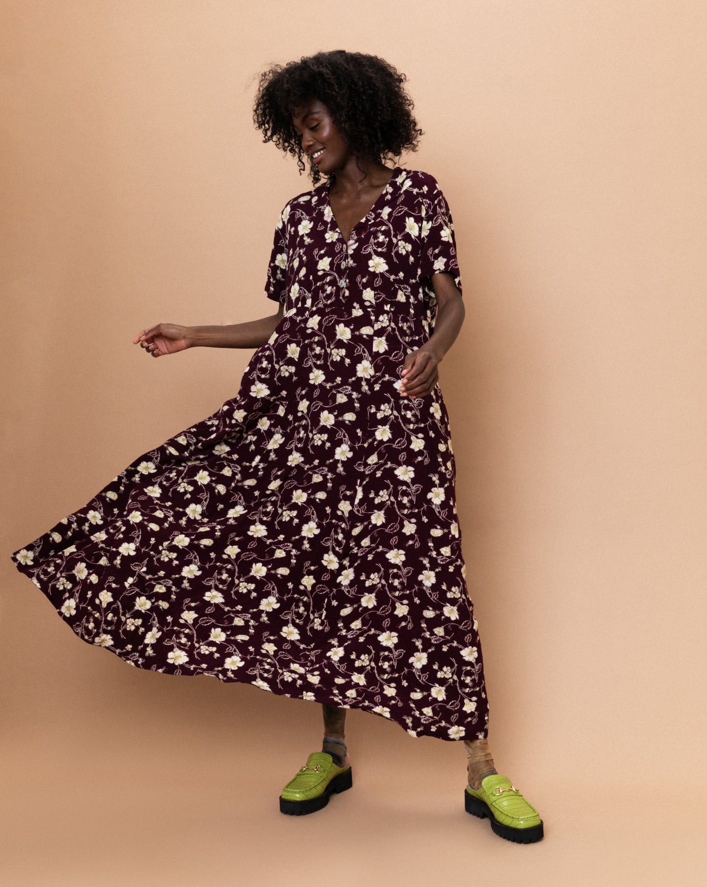 Vintage Oversized Floral Maxi Dress (S-L)