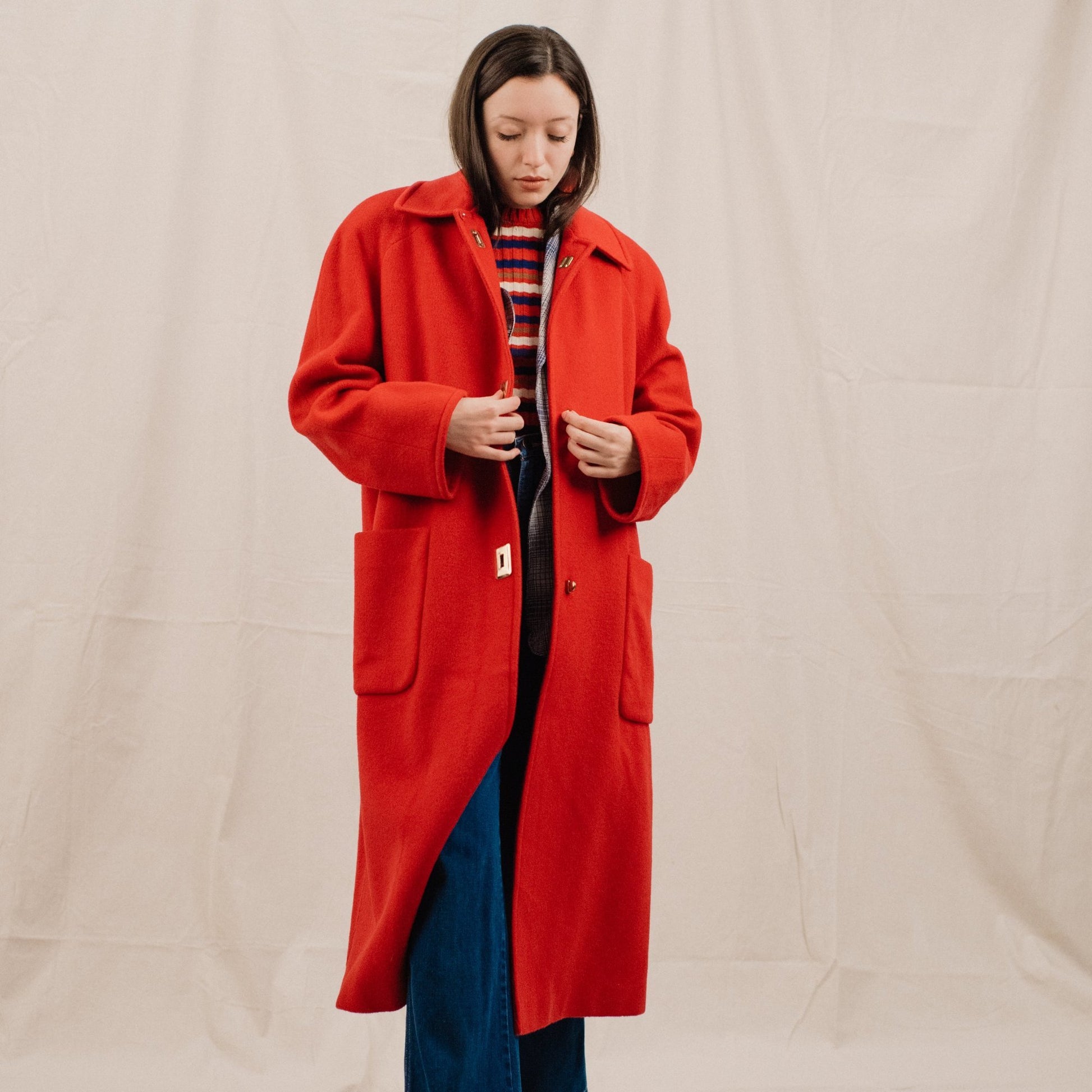 Vintage Oversized Cherry Red Wool Coat / S/M - Closed Caption