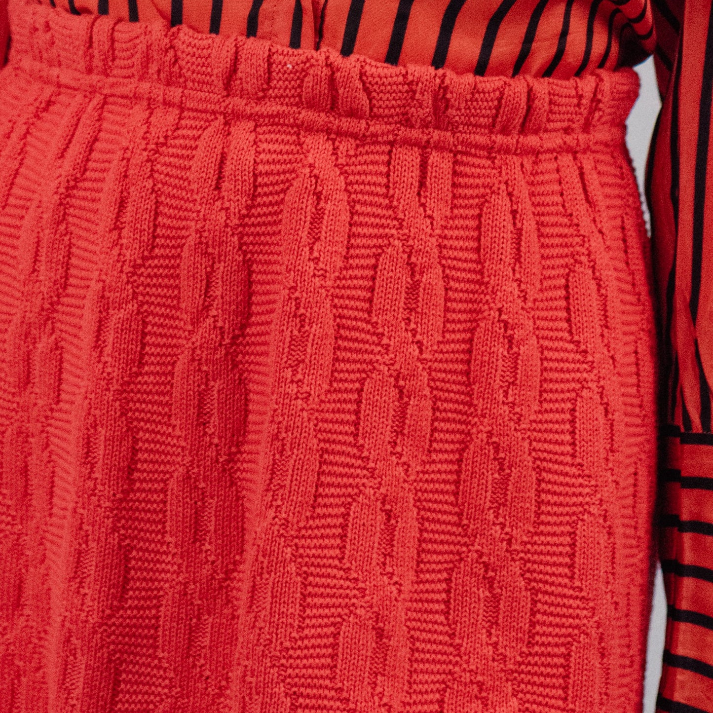 Vintage Cherry Red Cable Knit Skirt / S - Closed Caption