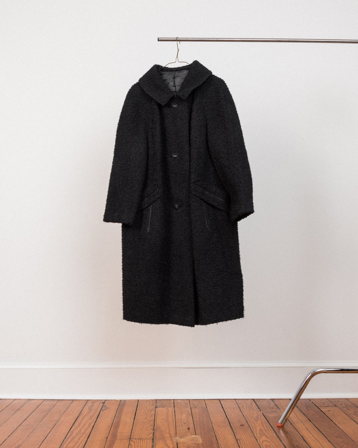 Vintage Black Boucle Wool BERLIN Coat #17 (S/M)