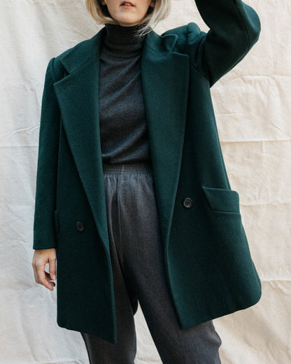 Vintage Forest Green Wool Coat (S-L)