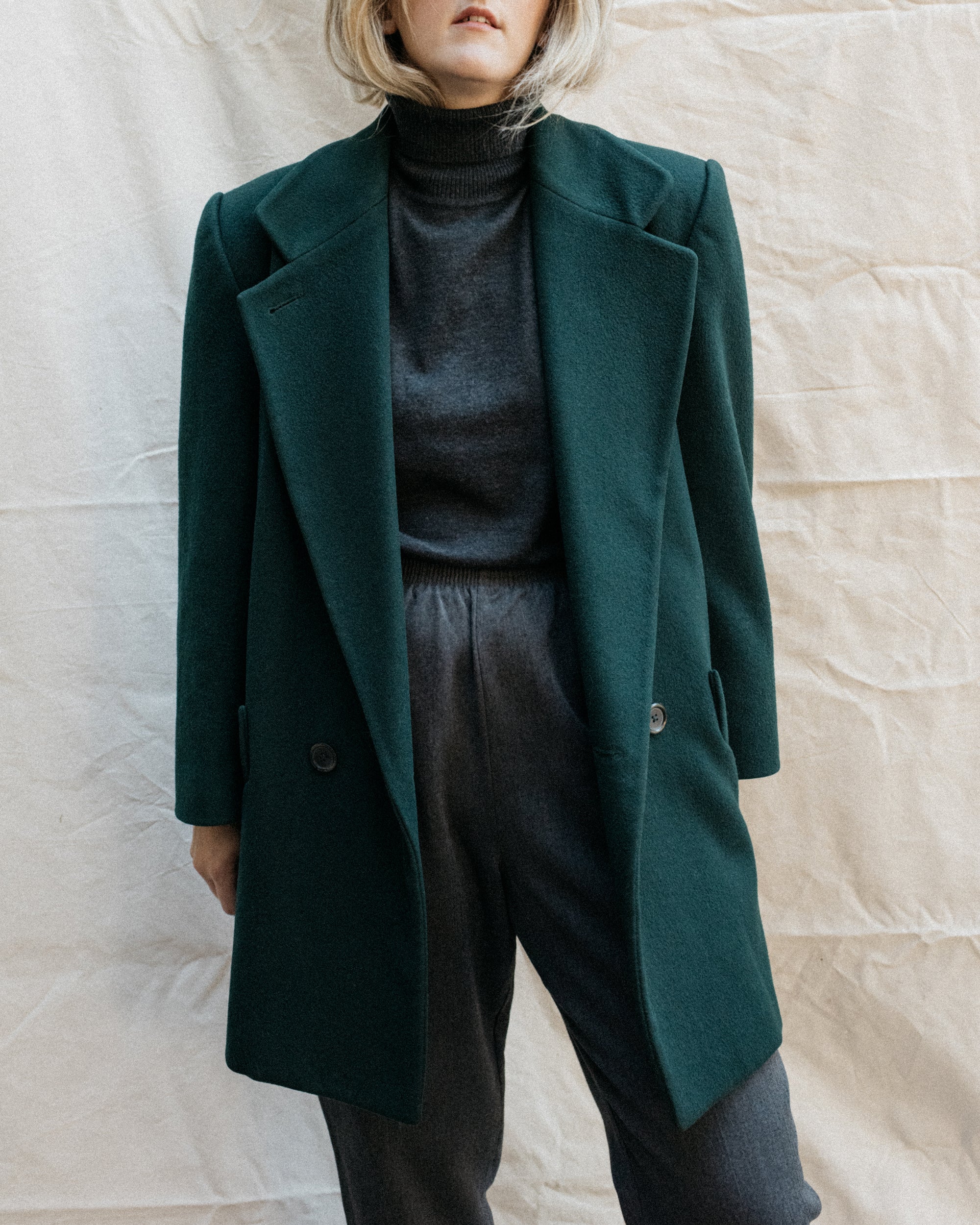 Forest green wool store coat