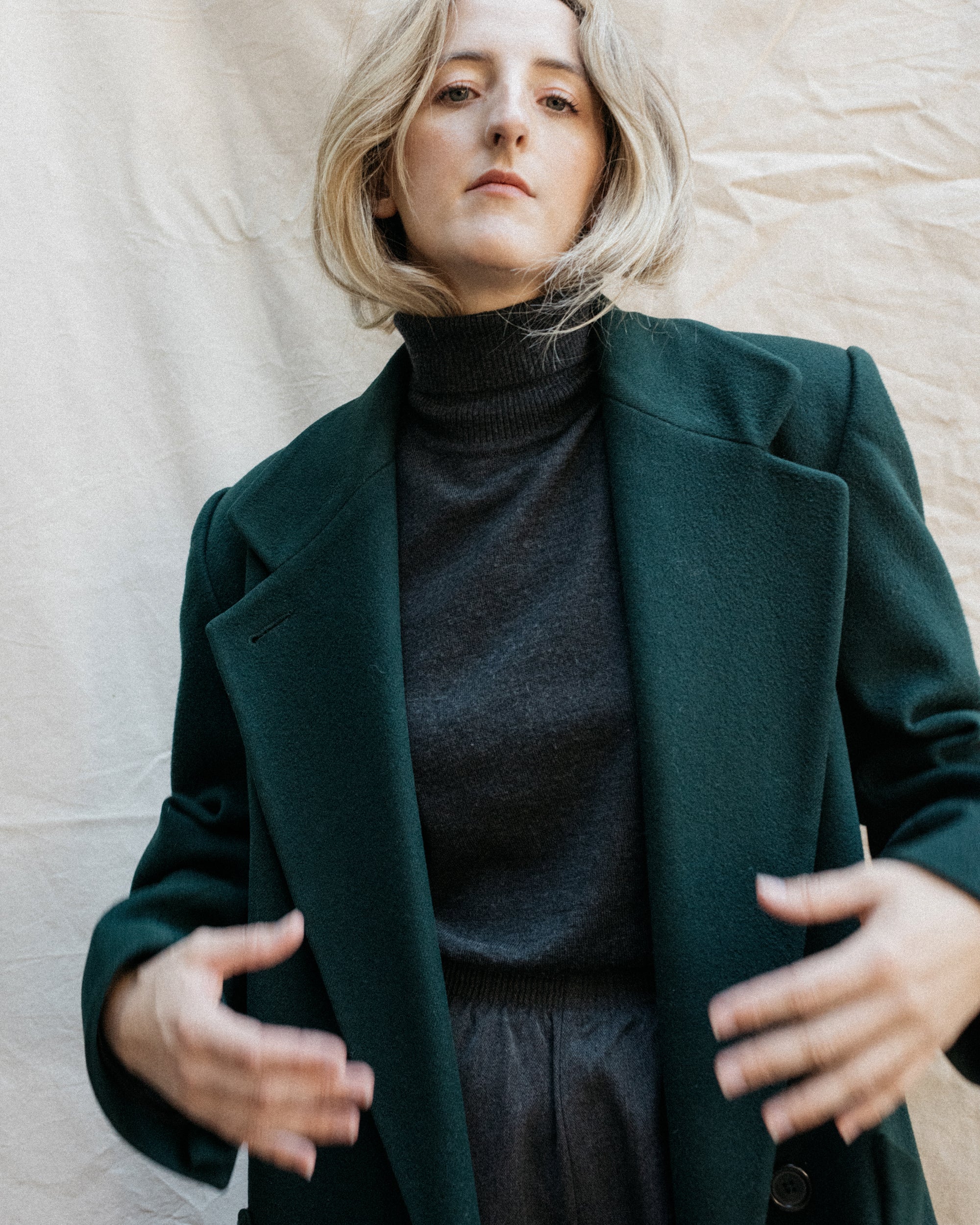 Vintage Forest Green Wool Coat S L Closed Caption