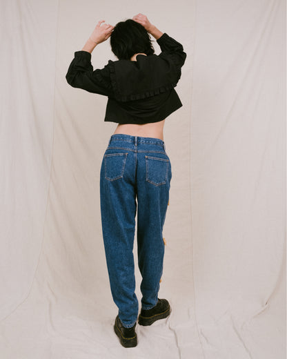 Remade Vintage Flower Denim Pants (S-L)