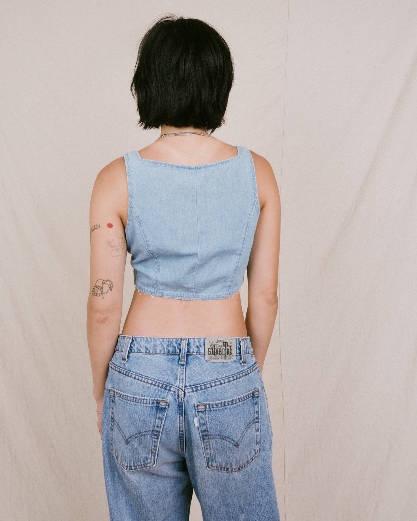 Remade Vintage Flower Denim Top