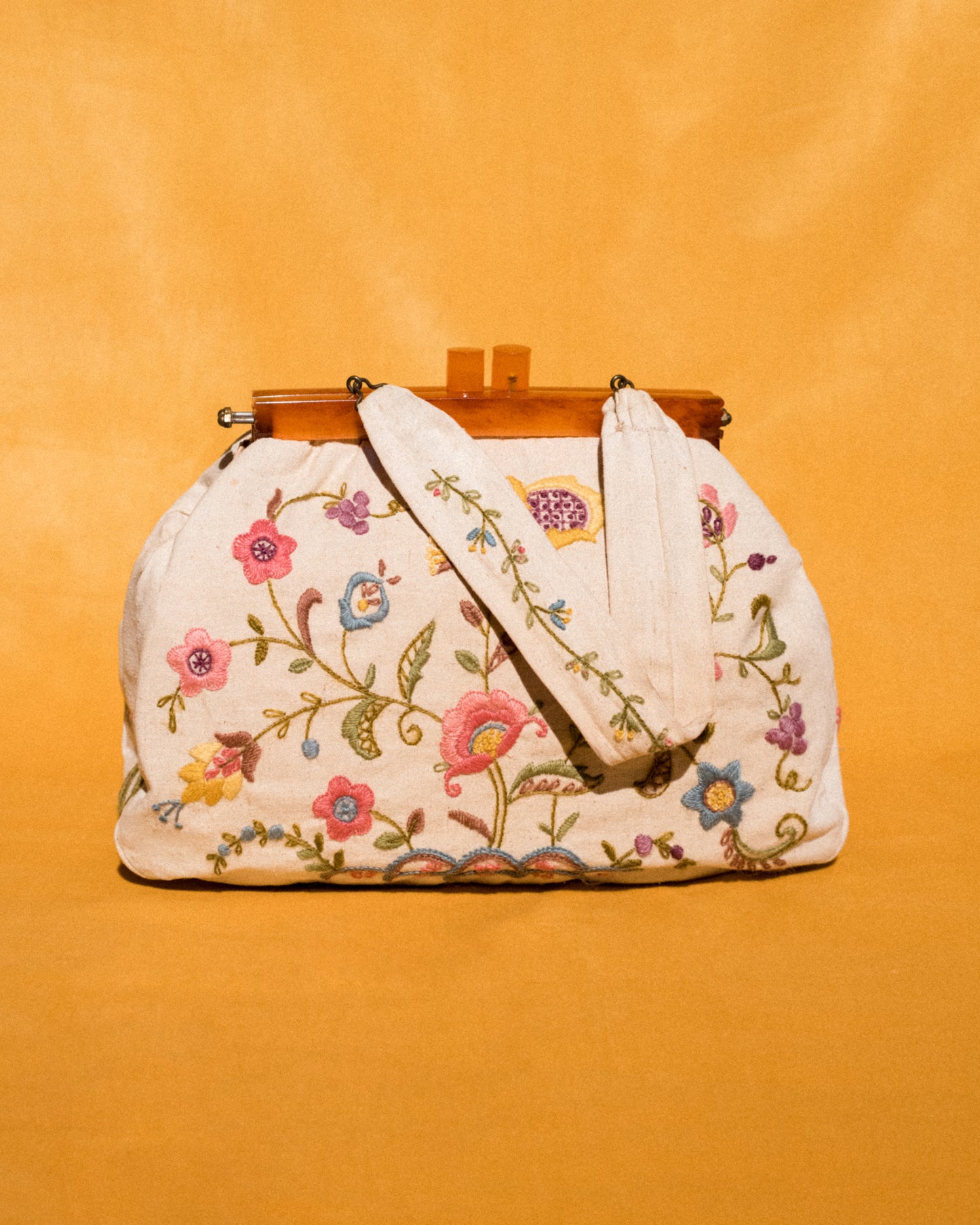 Vintage Linen Embroidered City Bag