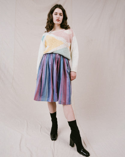 Vintage Striped Cotton Skirt (XS)