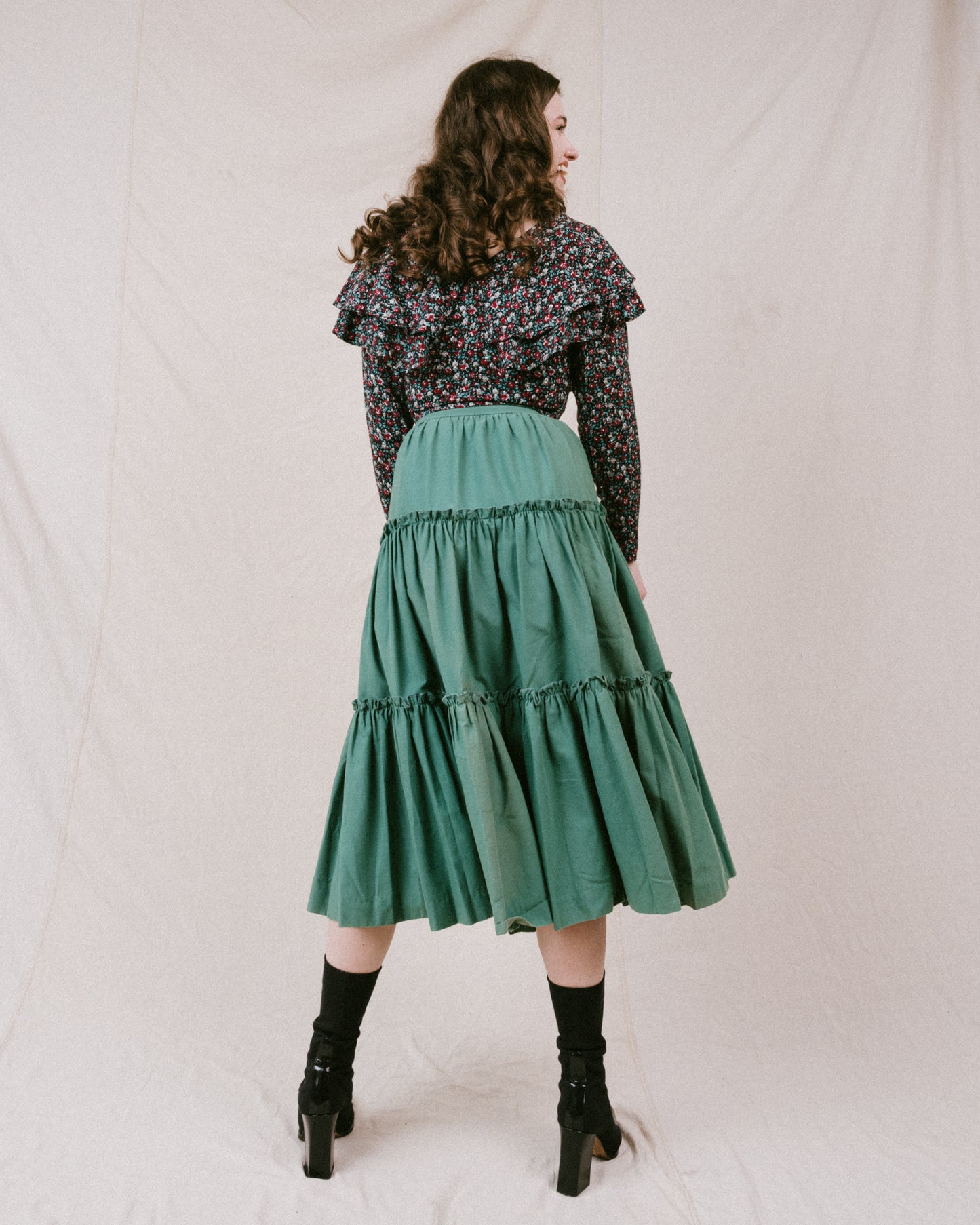 Vintage Teal Green Milkmaid Skirt (XS)