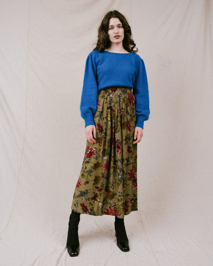 Vintage Pleated Floral Skirt (S/M)