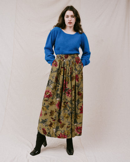 Vintage Pleated Floral Skirt (S/M)