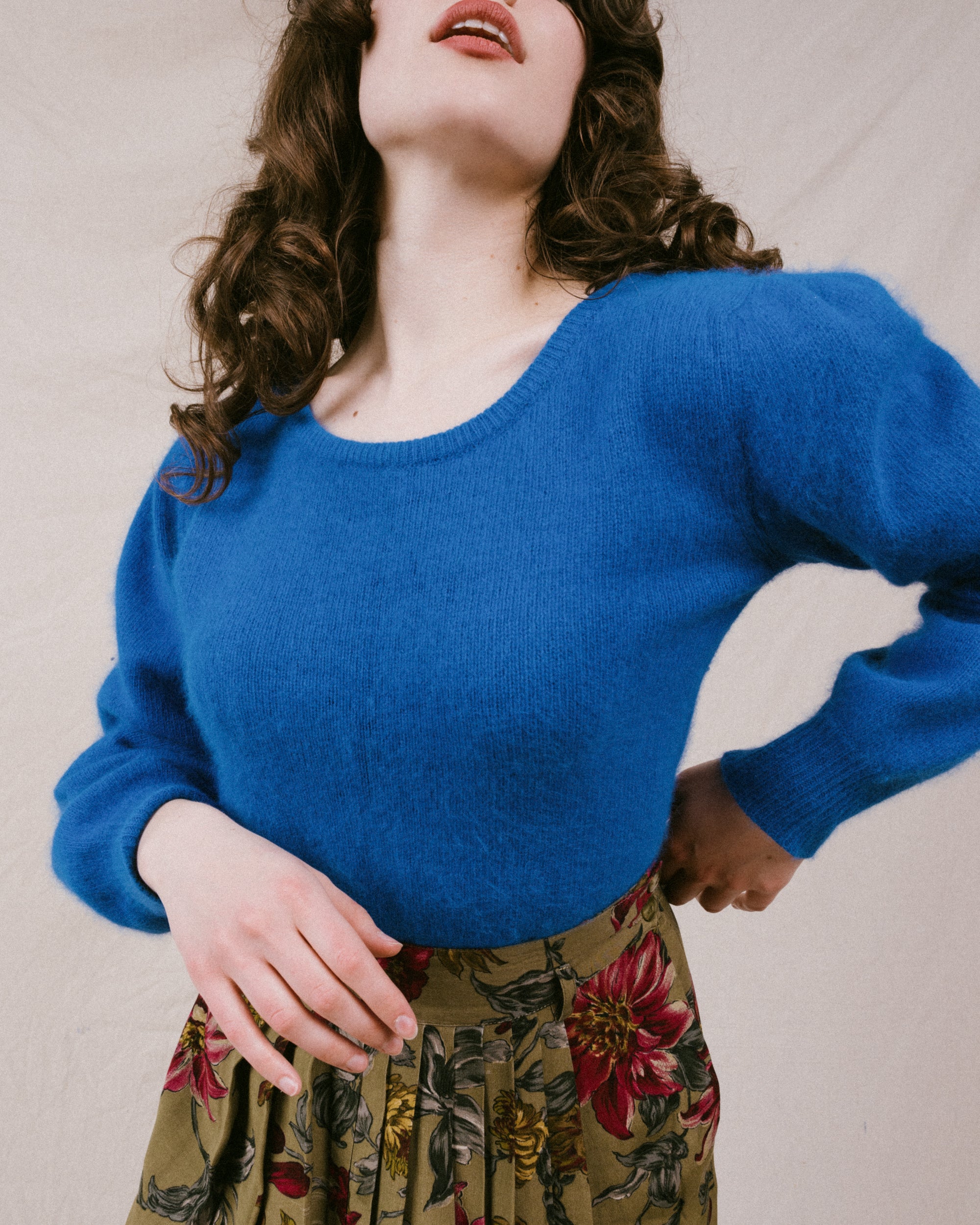 Blue angora sweater sale