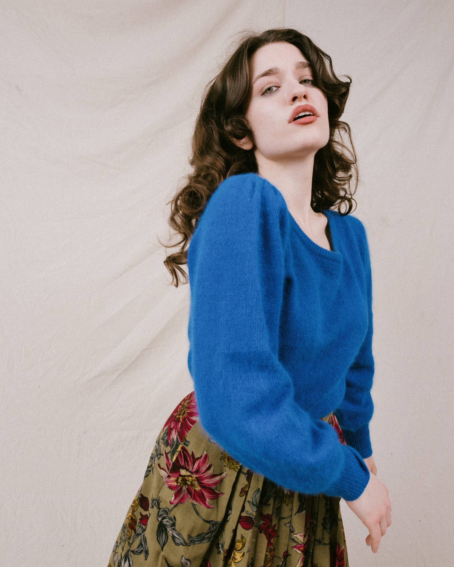 Vintage Royal Blue Angora Sweater (S/M)