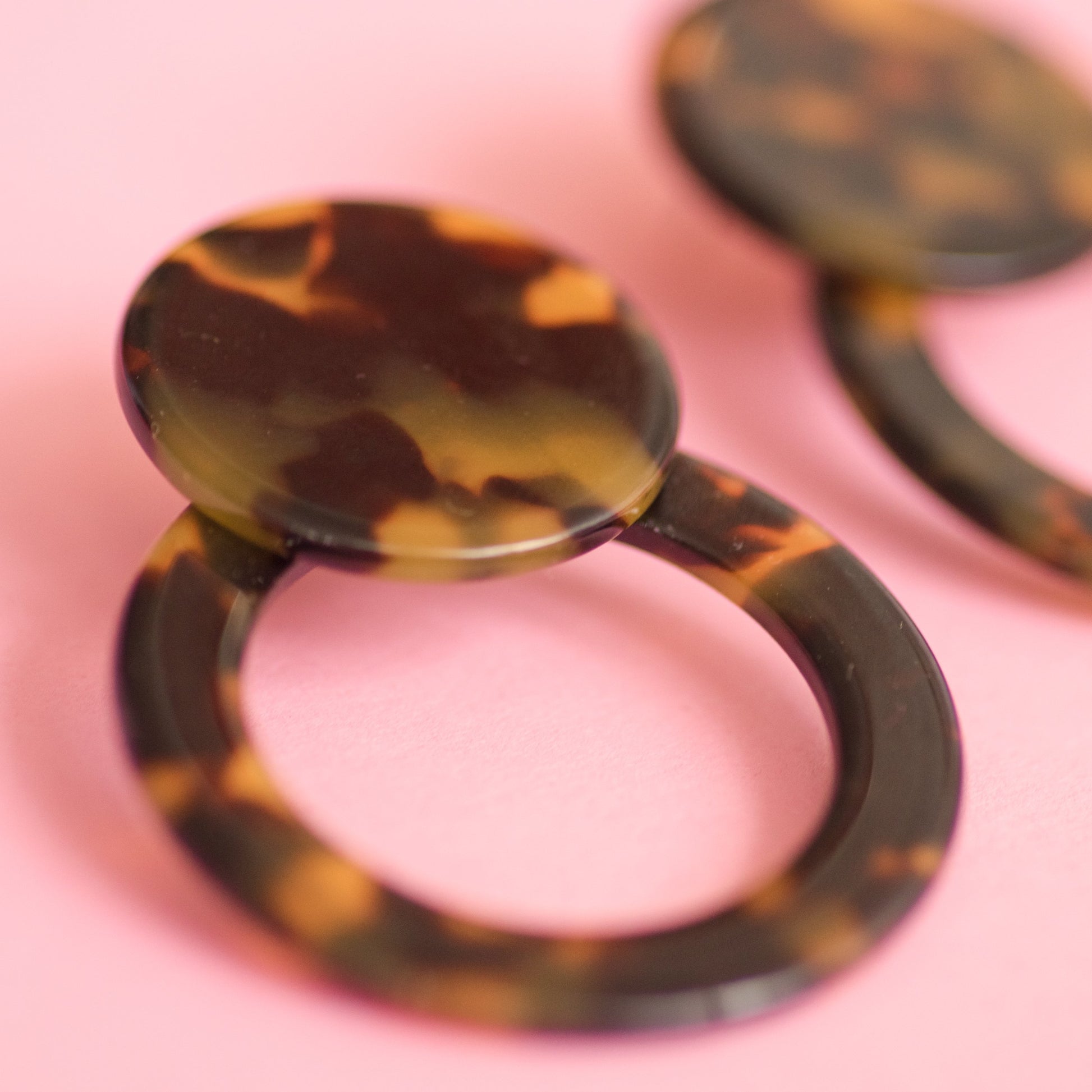 Chocolate Tortoise Double Circle Earrings - Closed Caption | Shop Vintage + Handmade. Always Sustainable. Never Wasteful.