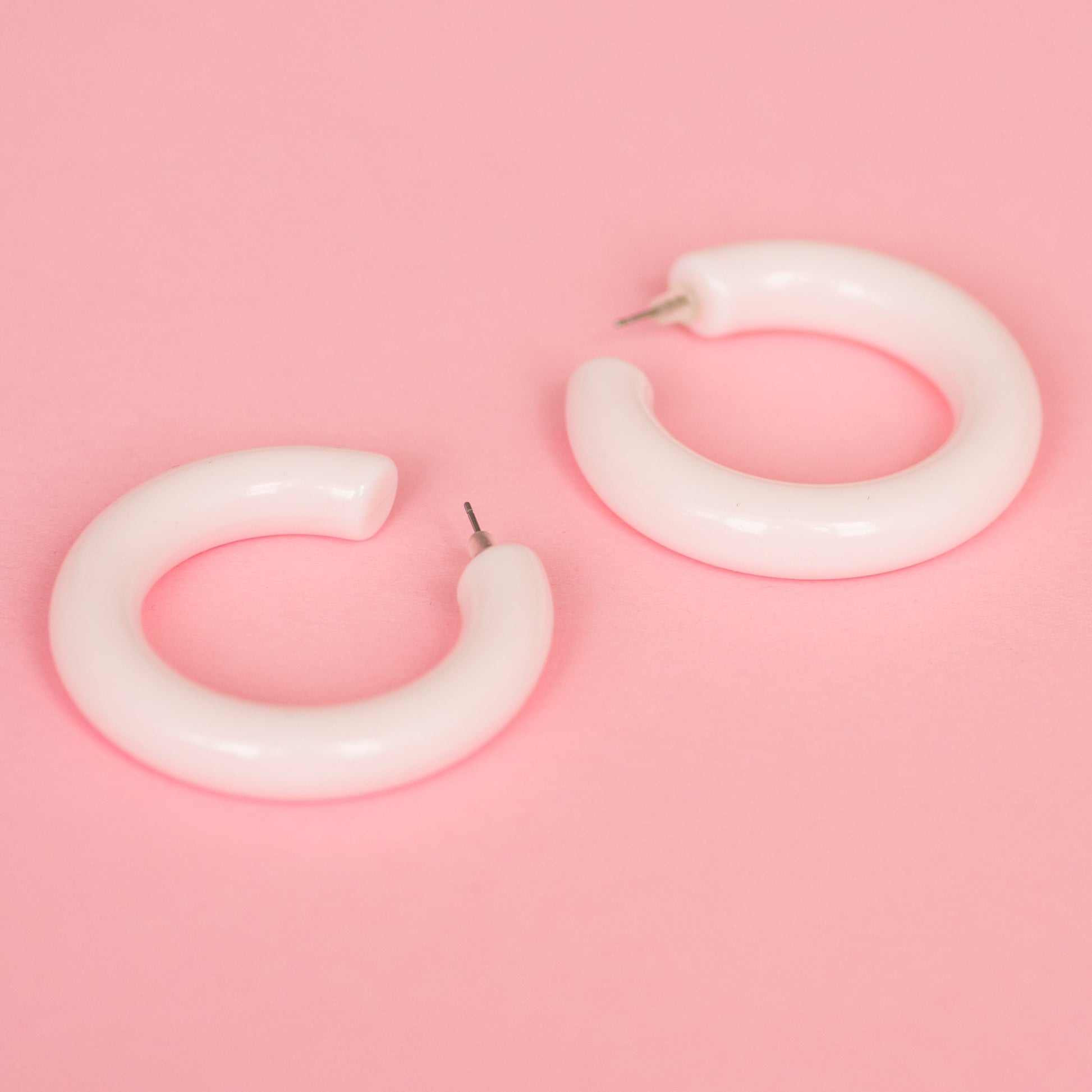 Soft Blush Chunky Hoop Earrings - Closed Caption | Shop Vintage + Handmade. Always Sustainable. Never Wasteful.
