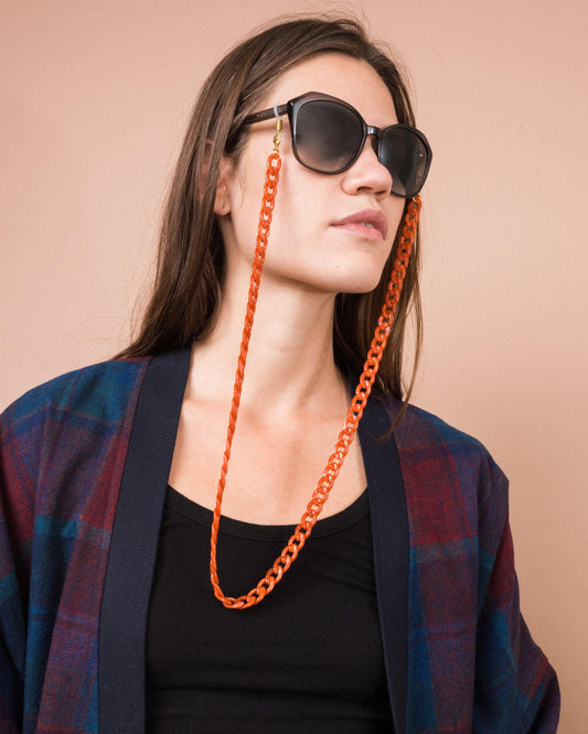 Chunky Coral (Sun) Glasses Chain - Closed Caption | Shop Vintage + Handmade. Always Sustainable. Never Wasteful.