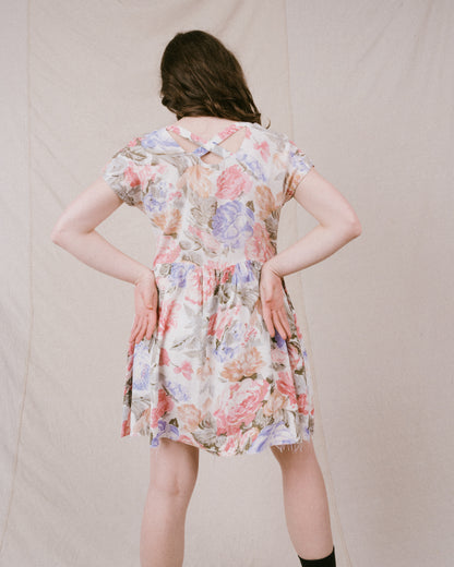 Vintage Pastel Floral Mini Dress (S/M) Closed Caption Vintage Pastel Floral Mini Dress (S/M) Closed Caption