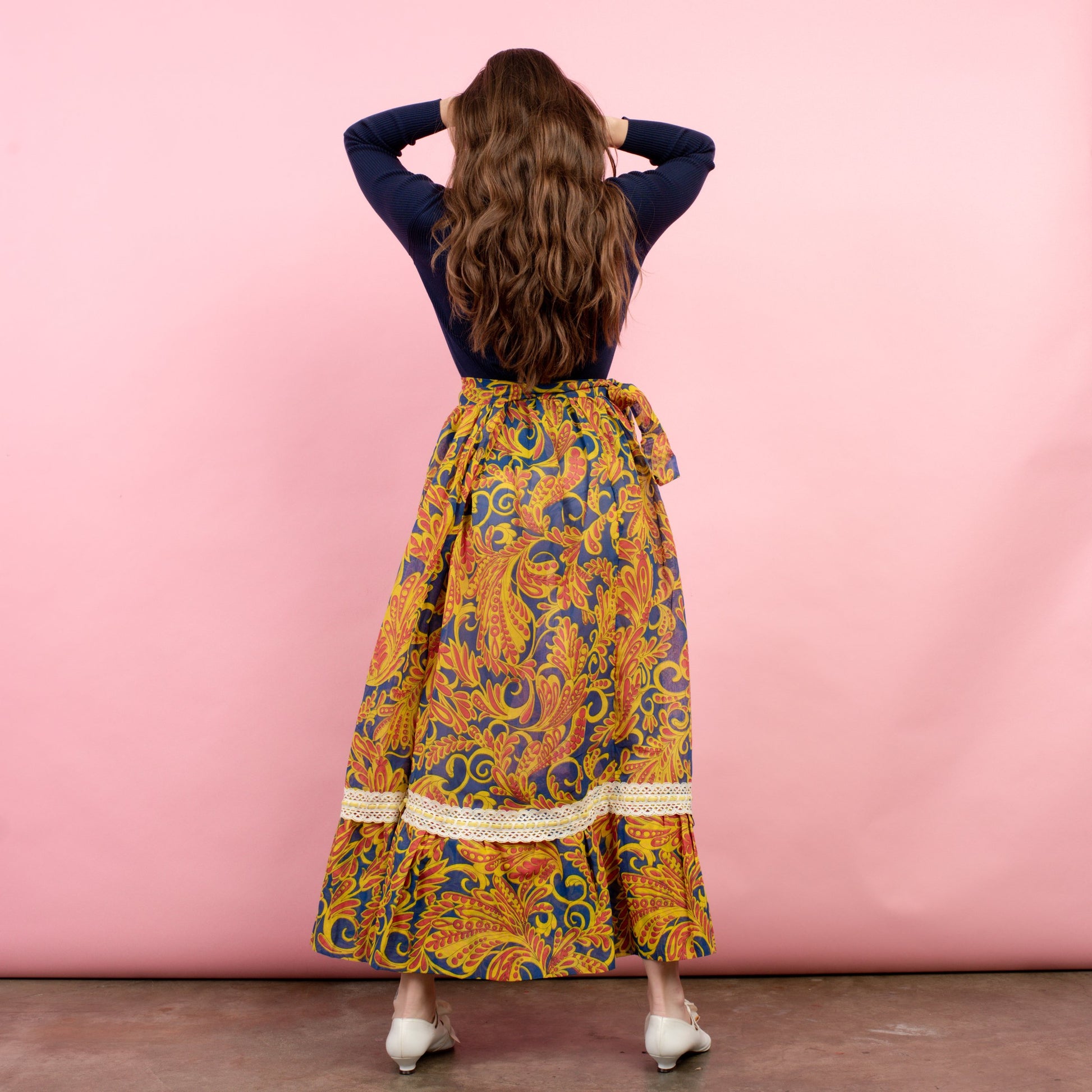 Vintage Semi-Sheer Floral Wrap Maxi Skirt  / S/M/L - Closed Caption