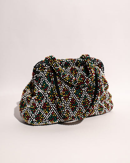 Vintage 1950 Geometric Bubble Bead Bag