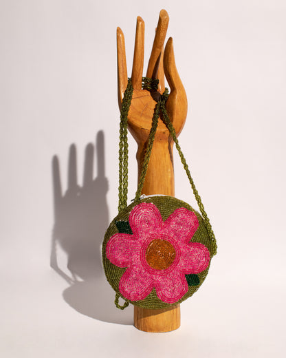 Vintage Floral Beaded Crossbody Bag
