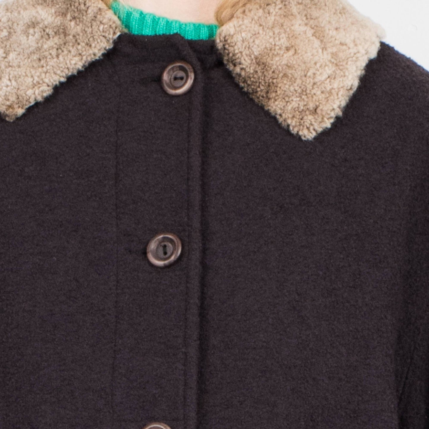 Vintage Dark Chocolate Teddy Bear Coat with Fur Trim / S - Closed Caption
