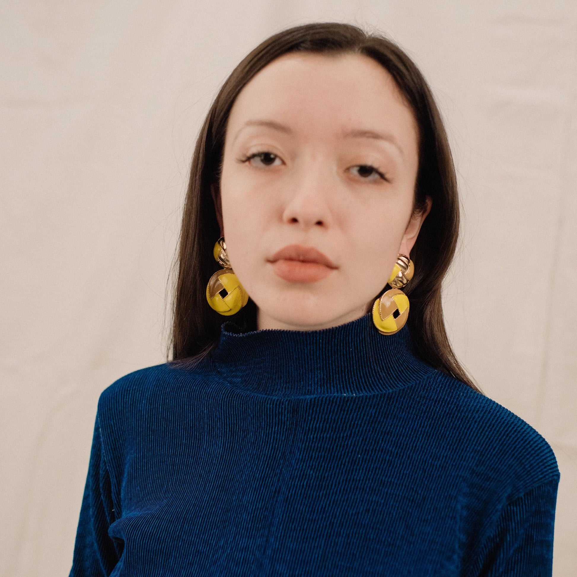 Yellow and Gold Chunky Statement Earrings