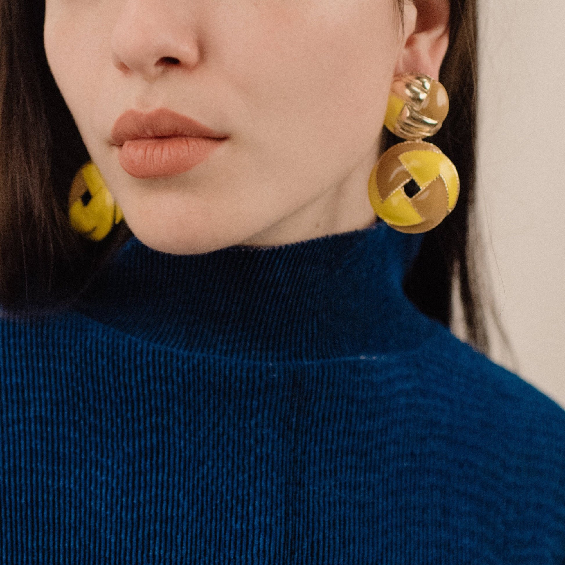 Yellow and Gold Chunky Statement Earrings