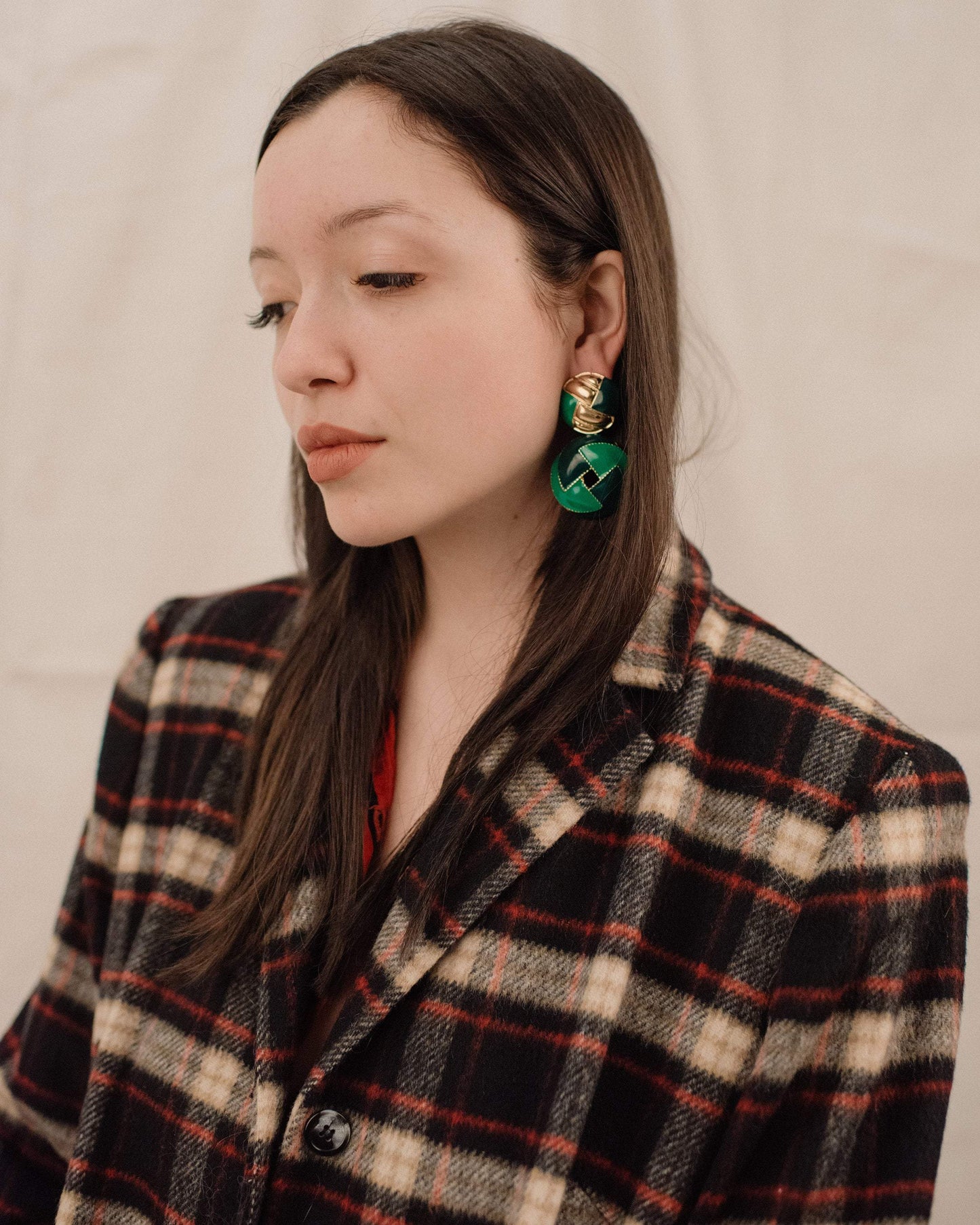 Green and Gold Chunky Statement Earrings - Closed Caption | Shop Vintage + Handmade. Always Sustainable. Never Wasteful.