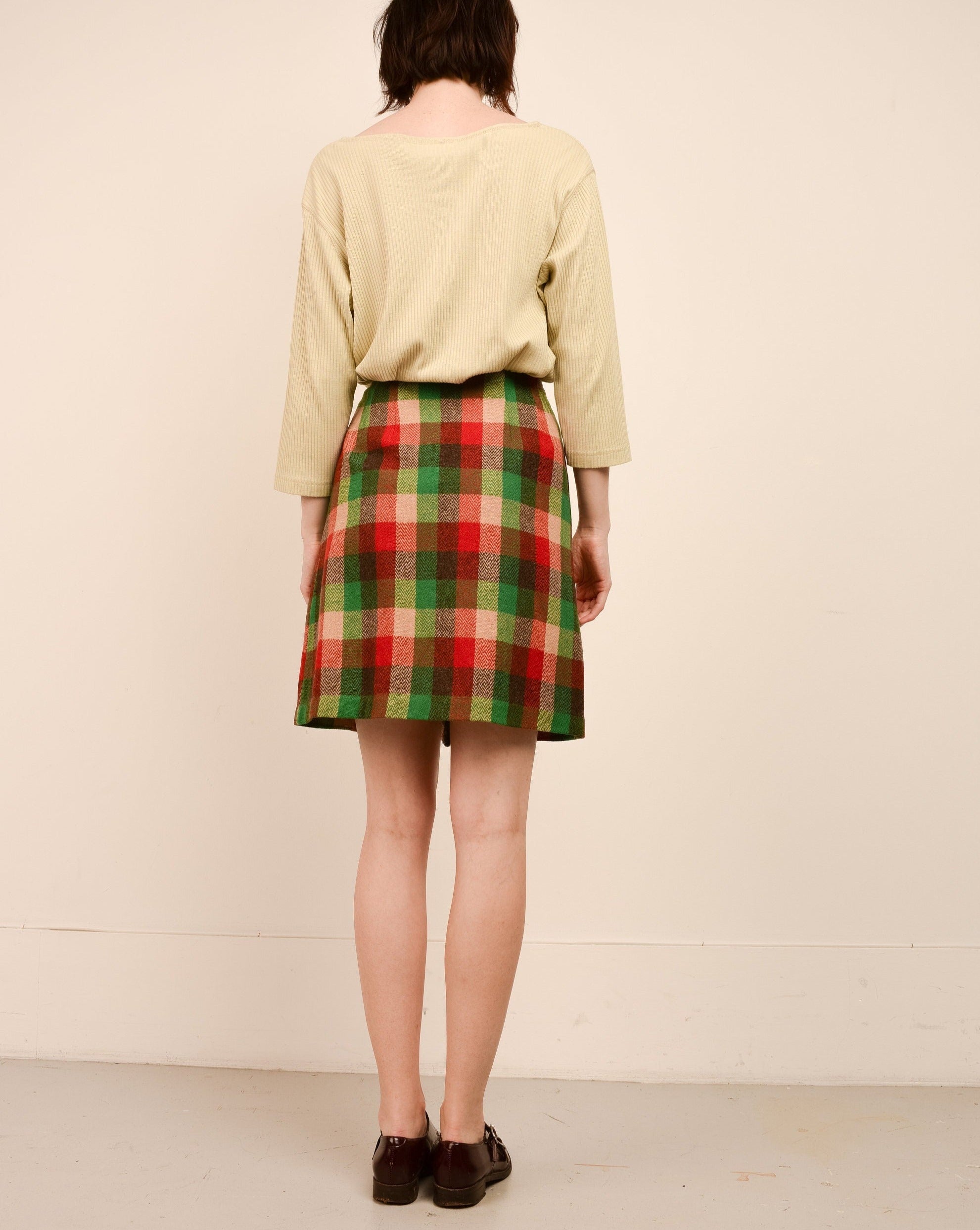 Plaid wool wrap outlet skirt