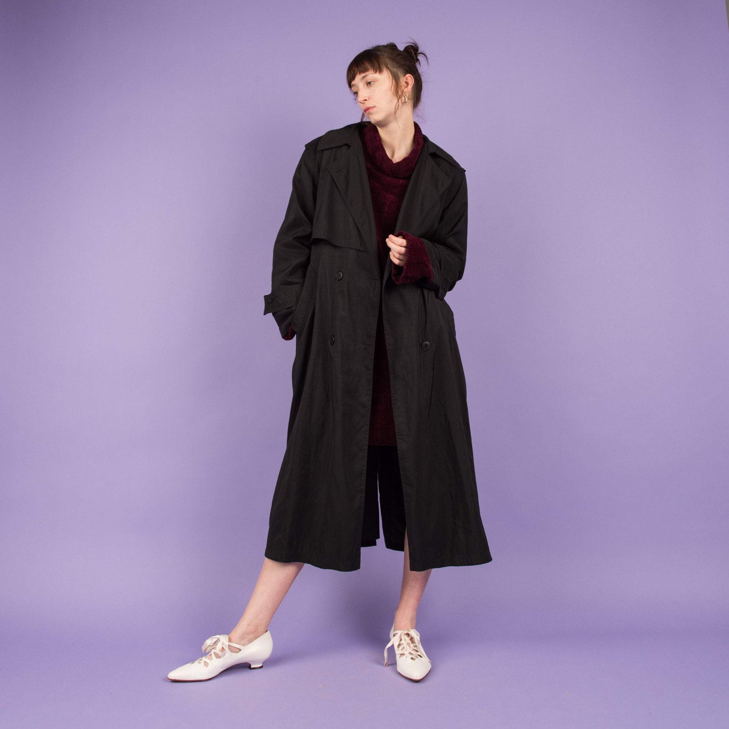 Vintage Charcoal Oversized Trench Coat (S/M)