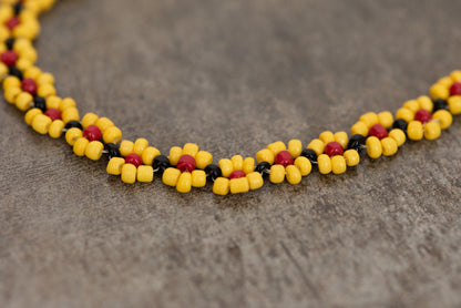 Daisy Yellow Beaded Floral Choker Necklace